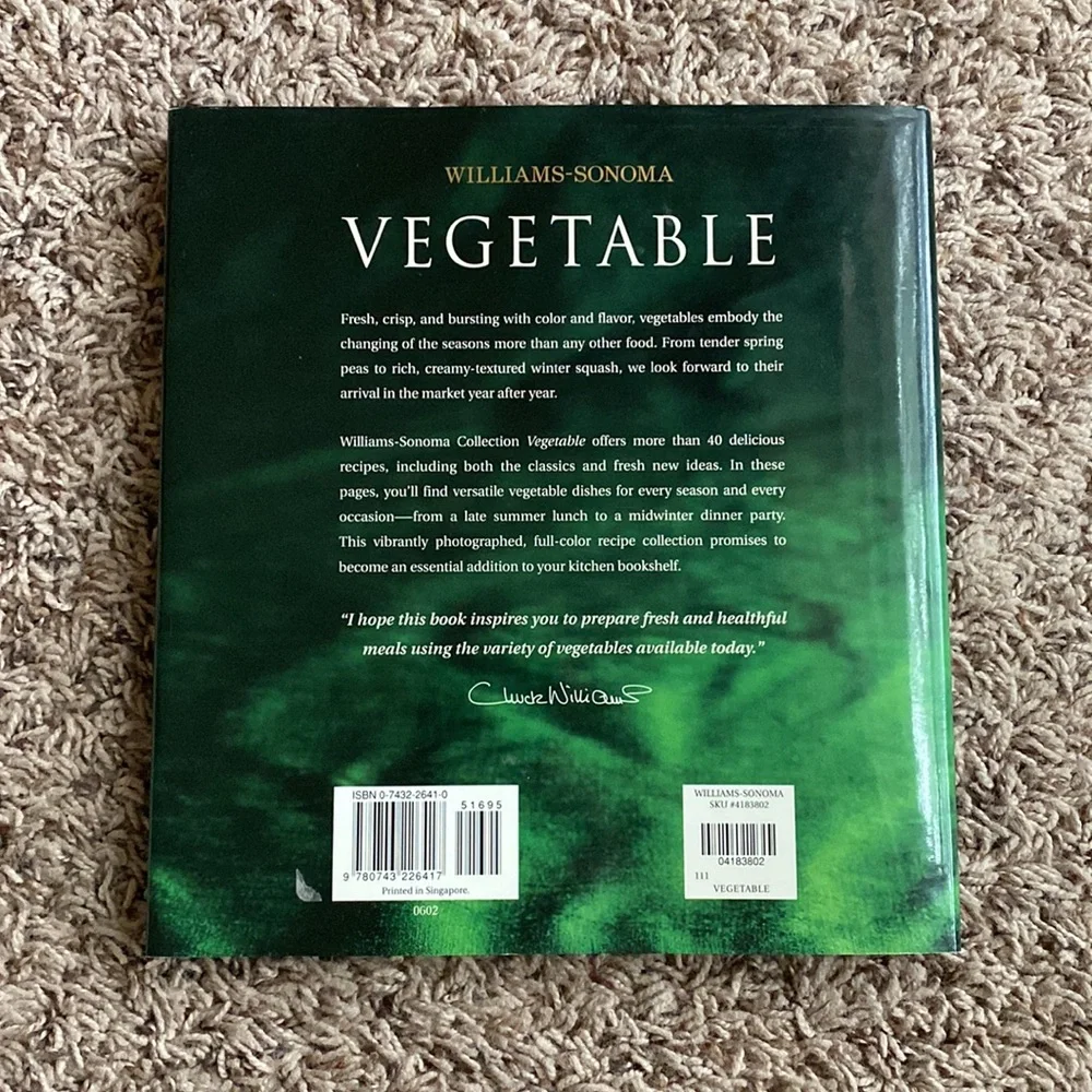 Williams-Sonoma Vegetable Recipe edit and intro by Chuck Williams hardco…